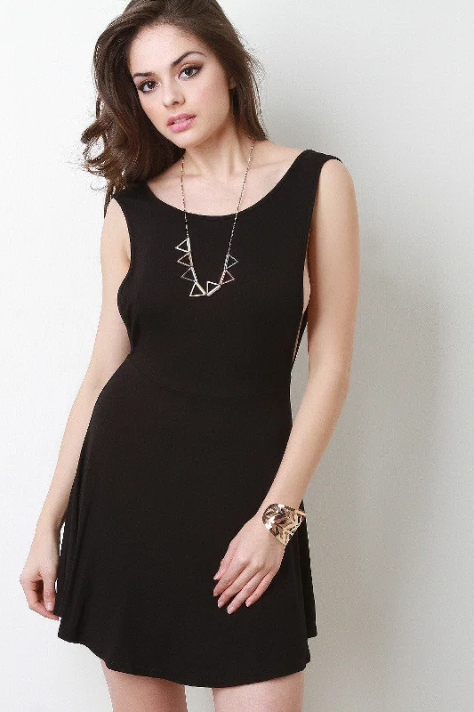 Youthful look mini dress-Sleeveless Jersey Knit Skater Mini Dress