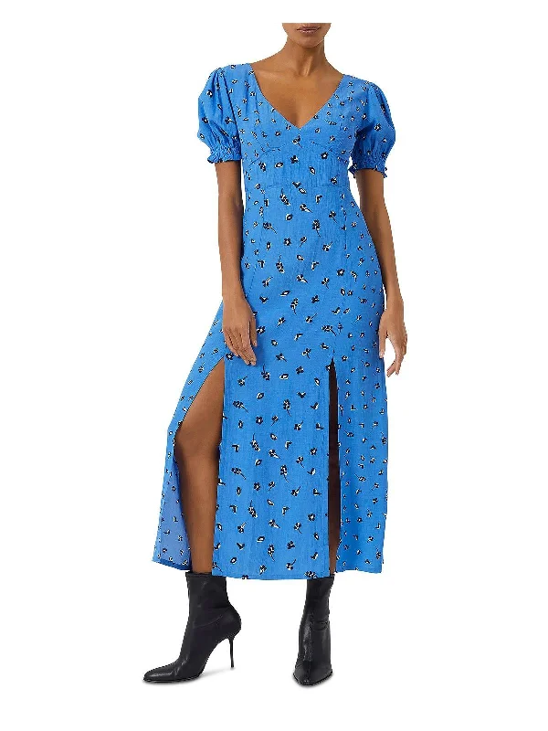 Bold color midi dress-Womens Printed Eco Friendly Midi Dress