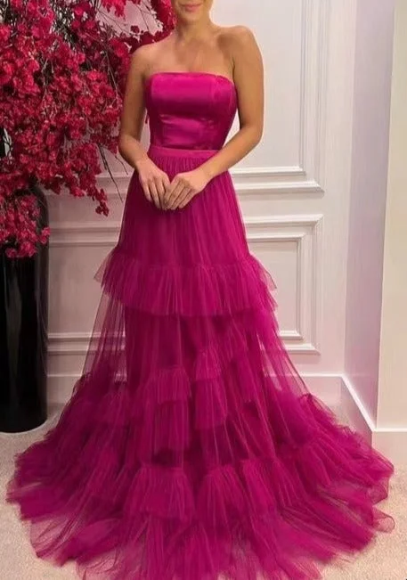 Evening dress with backless design-Fuchsia Prom Dresses Sweetheart