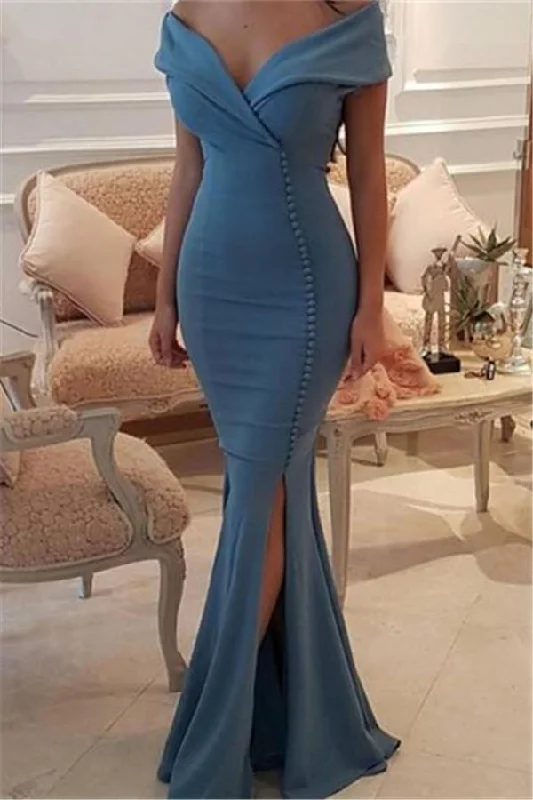 Evening dress for parties-Off-the-Shoulder Mermaid Long Evening Dress