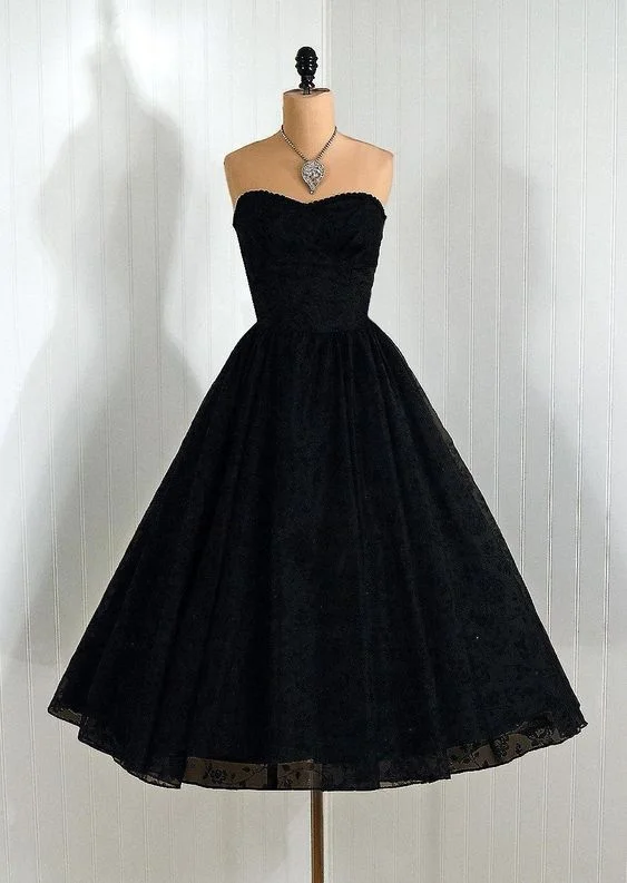 Puff sleeve cocktail dress-Black Homecoming Dress Party Dress      S2764