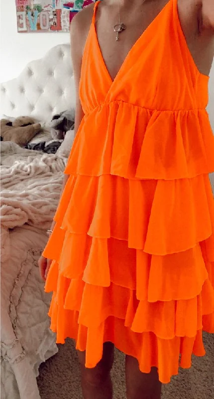 Chic design cocktail dress-Custom Made Orange Short Prom Party Dress       S959