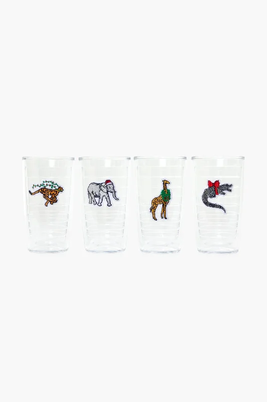 Backless cocktail dress-Party Animal Tumblers (Set of 4)