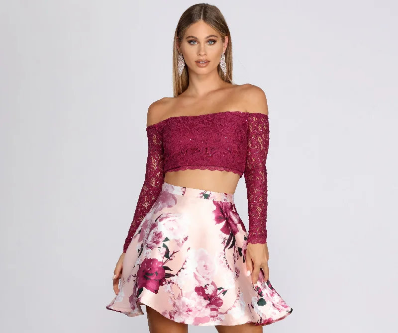 Sleeveless cocktail dress-Raena Sequin Lace Party Dress