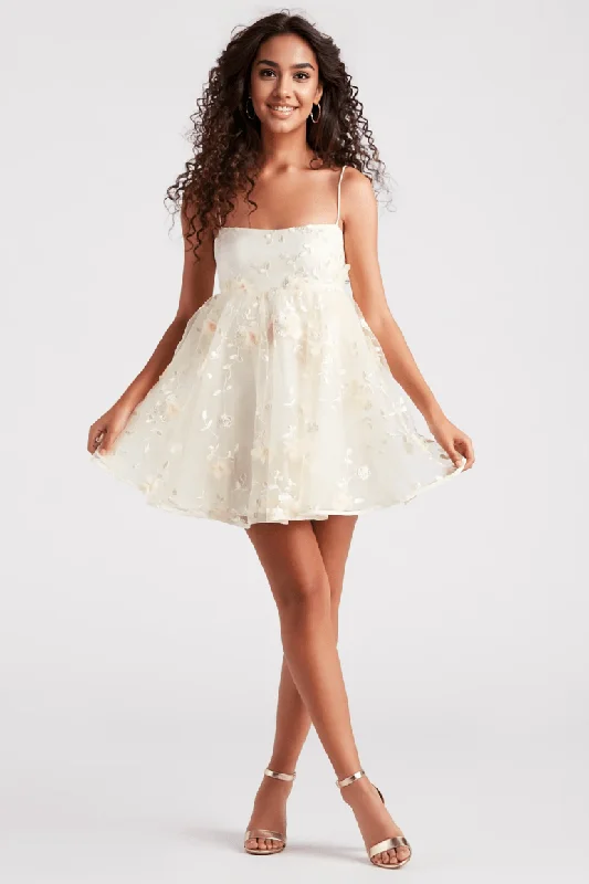 Bow accent cocktail dress-Eden Flower Babydoll Party Dress