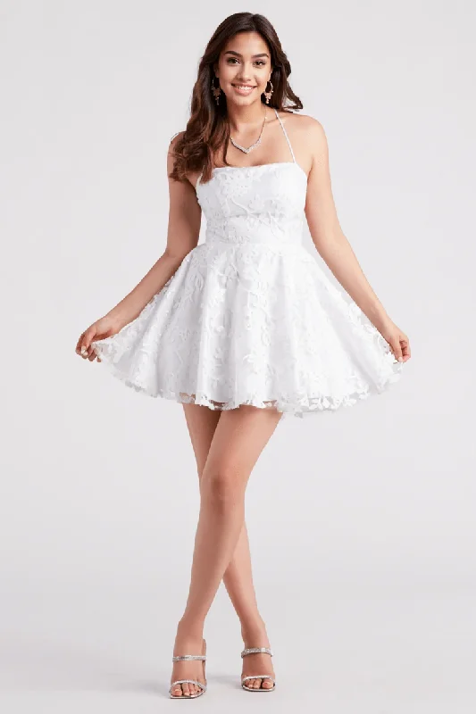 Chiffon cocktail dress-Joanna Sequin Lace Party Dress