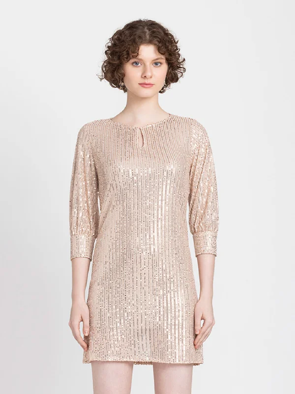 Metallic belt cocktail dress-Forever Party Dress